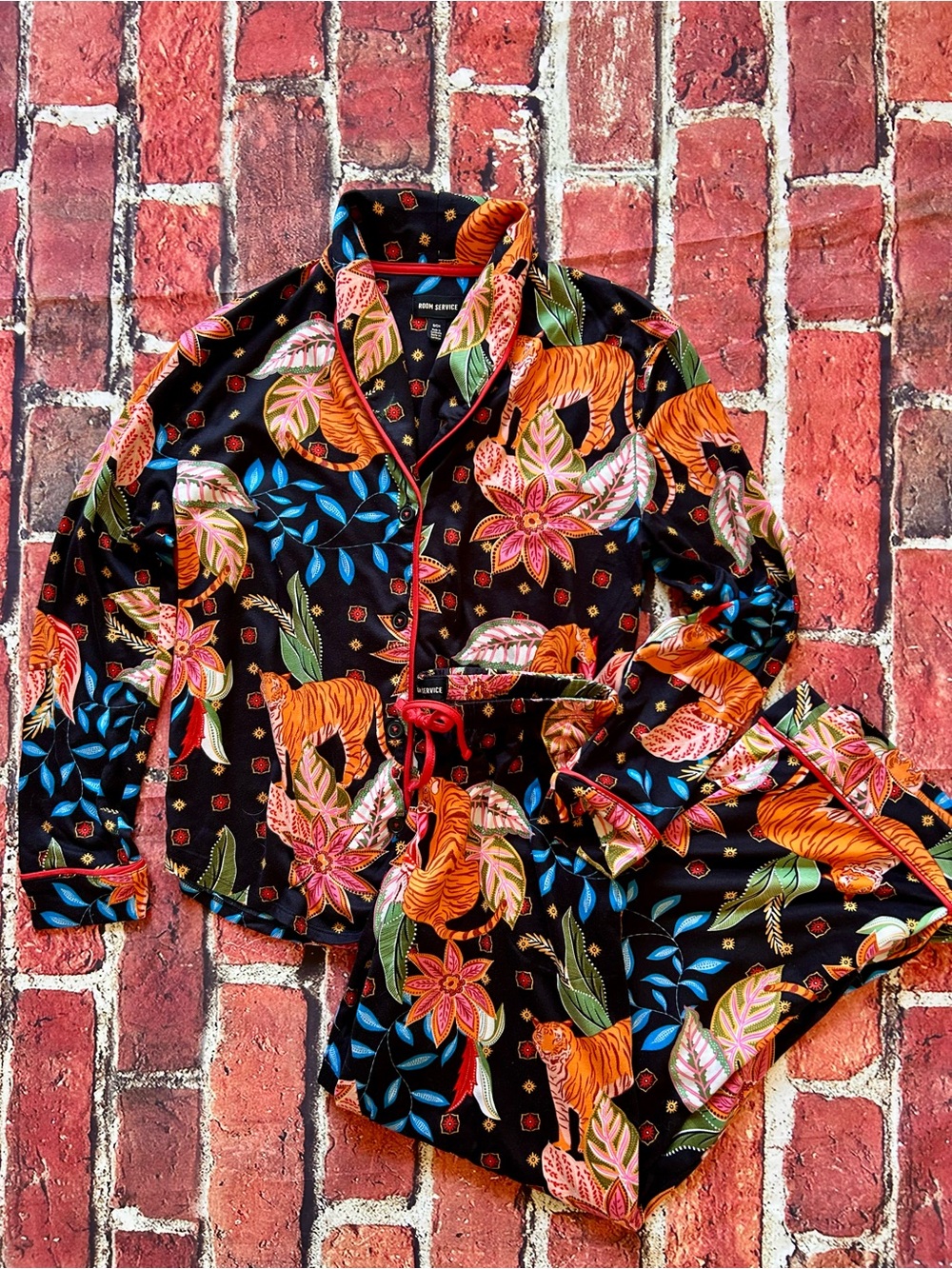Room Service tiger and floral pajamas